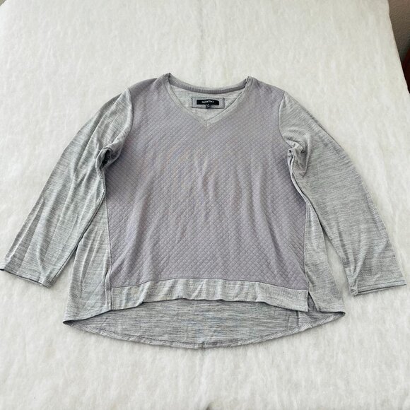 Ellen Tracy Womens Grey Lavender Quilted Panel V Neck Tunic Top Size X-Large - Picture 1 of 9